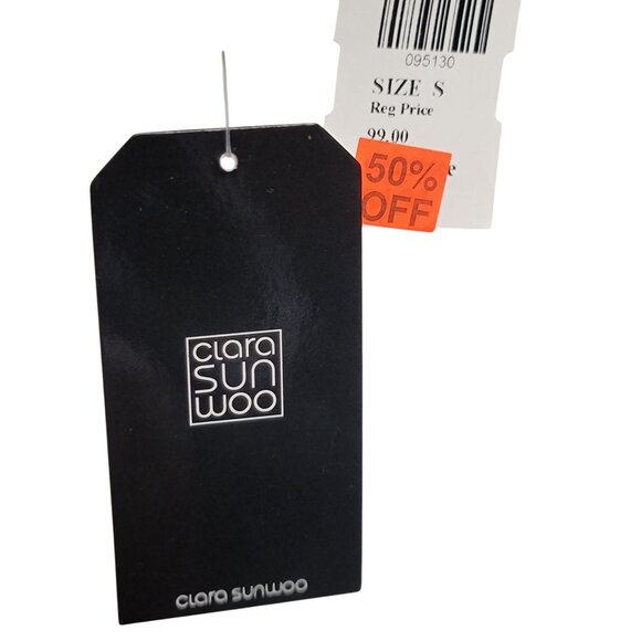 Clara Sun Woo Womens Black Cream Floral High-Low Tunic Top Small USA Made New - Picture 5 of 7